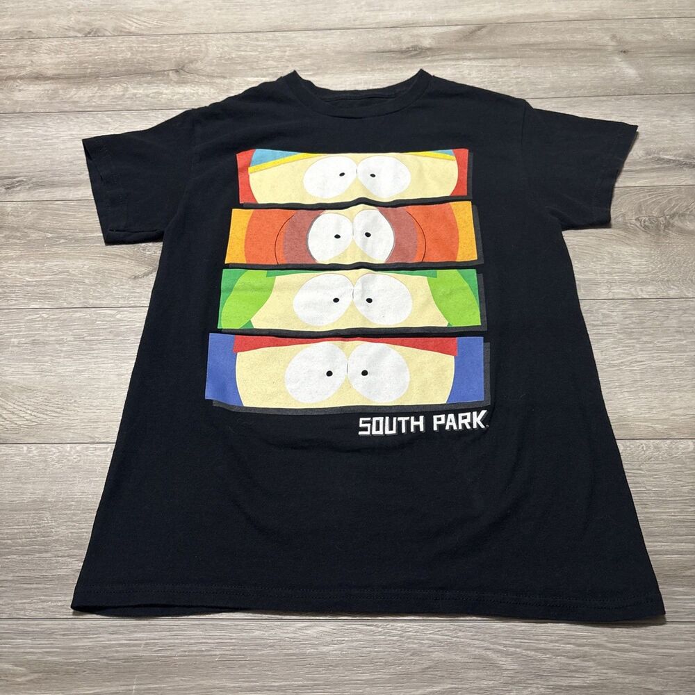 South Park Cartoon Network Black Short Sleeve T Shirt Cartman Kyle Stan Kenny S